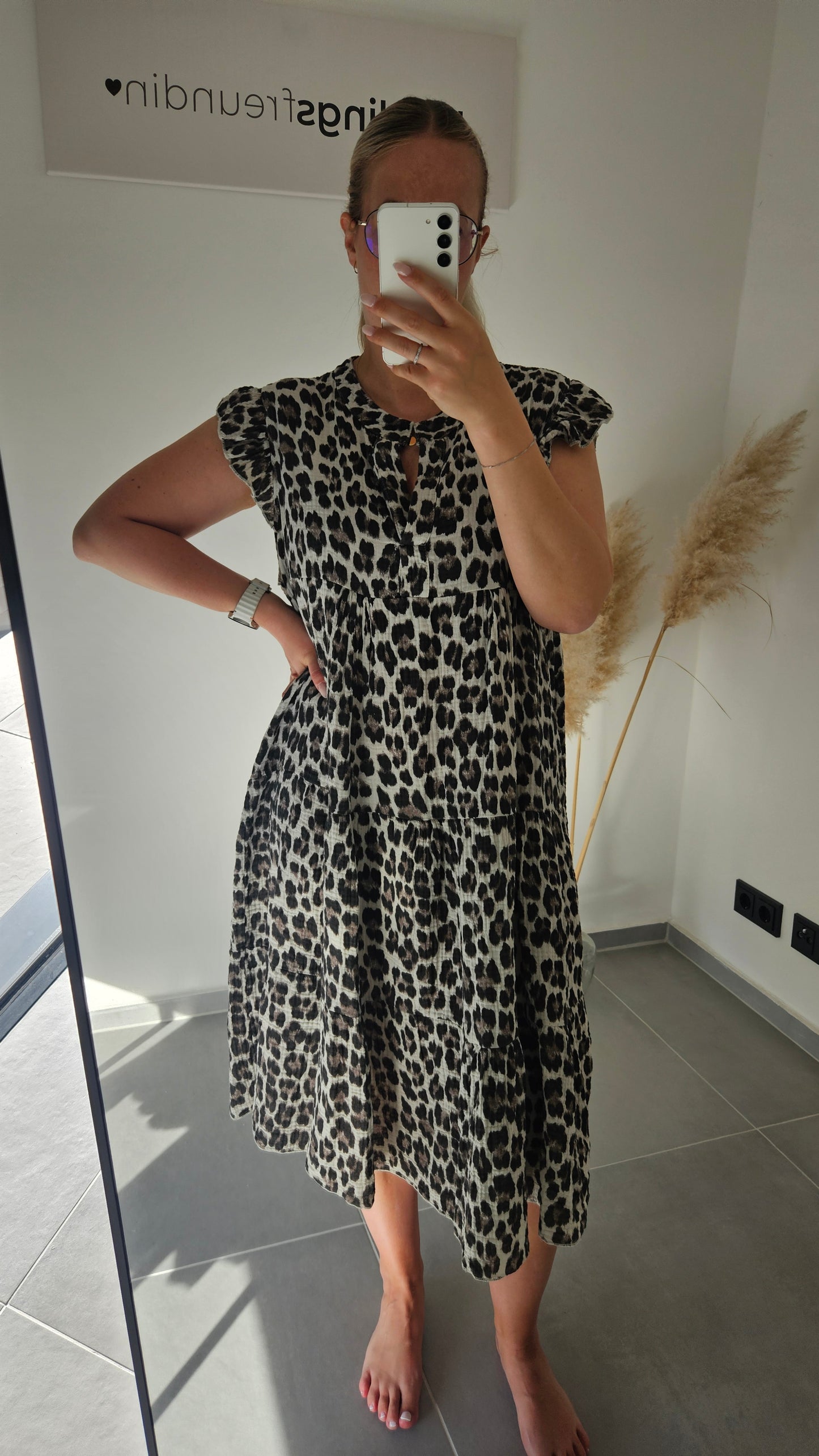 Musselin Leo Midi-Kleid