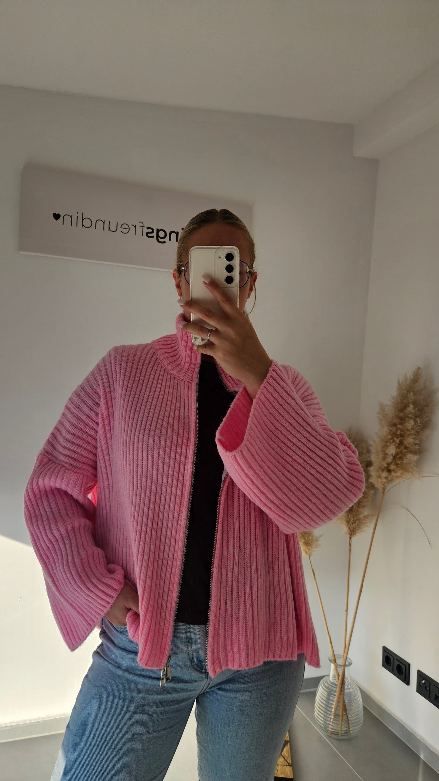 Zip - Strickjacke rosa