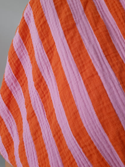 Langes Wickelkleid rosa orange
