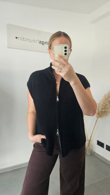 Strickweste Solea mit Zipper schwarz