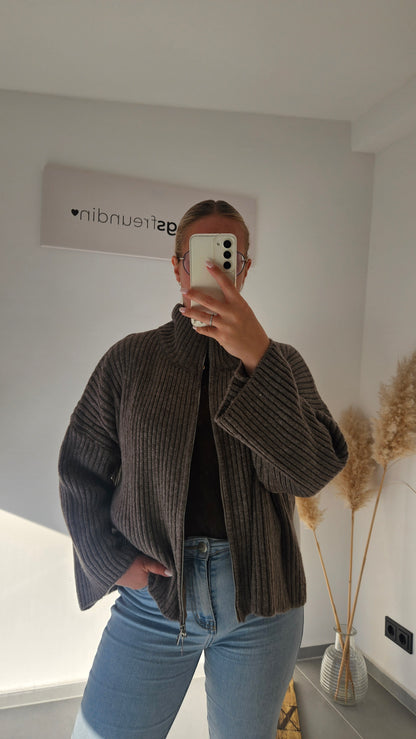 Zip - Strickjacke braun