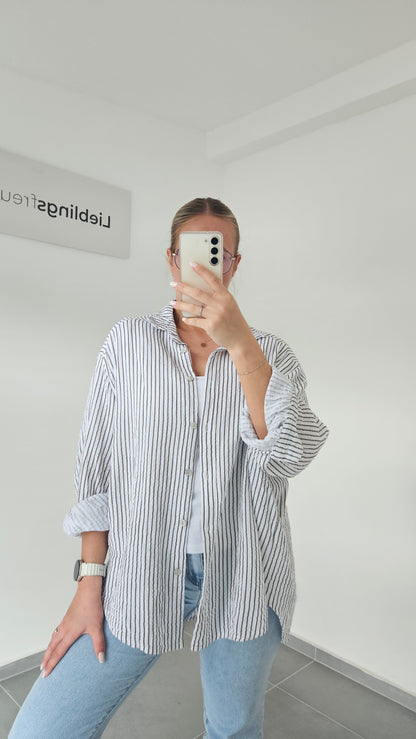 Musselinbluse Mara weiß gestreift