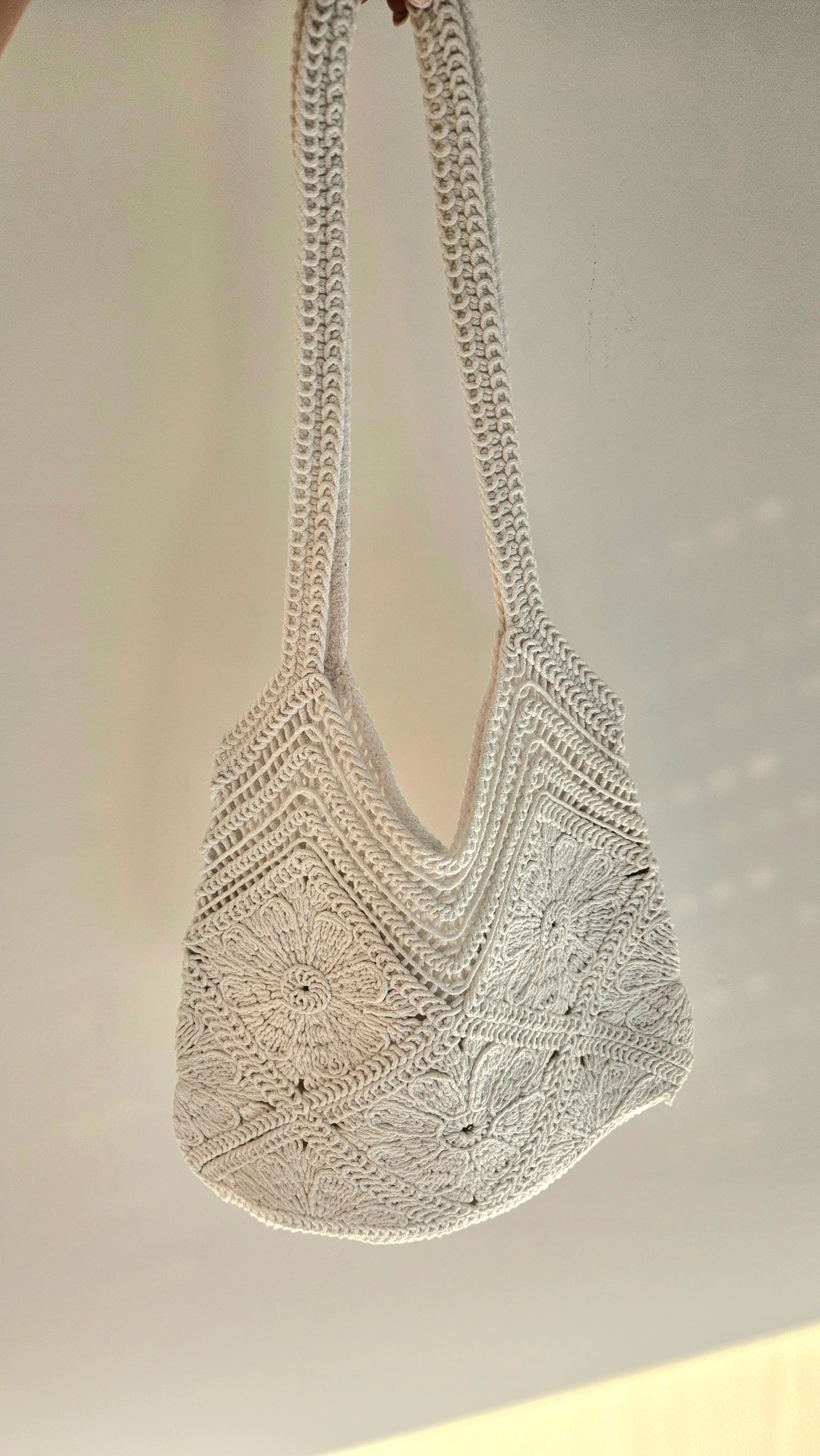 Häkeltasche Boho weiß