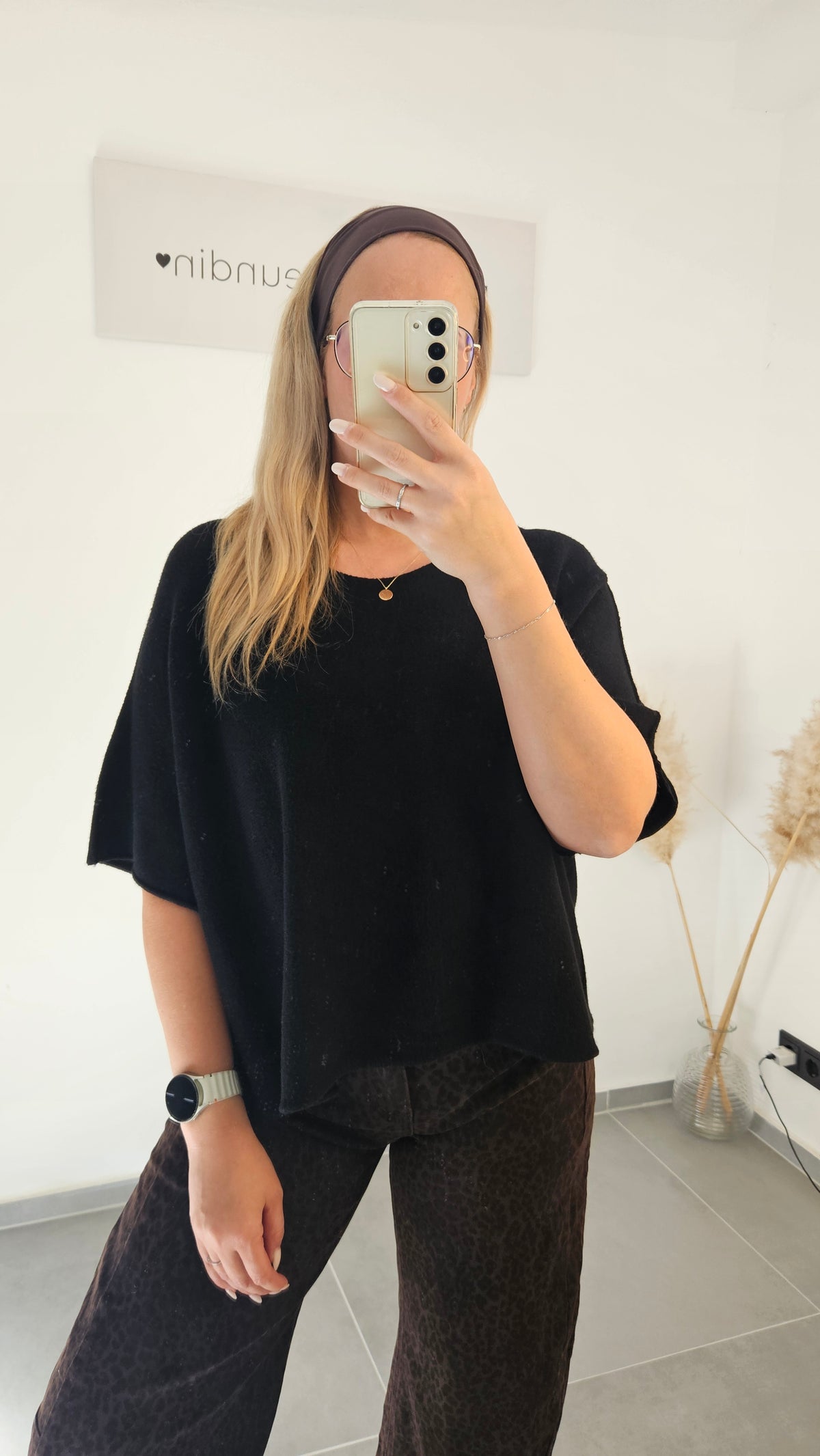 Kurzarm-Pullover Leni schwarz