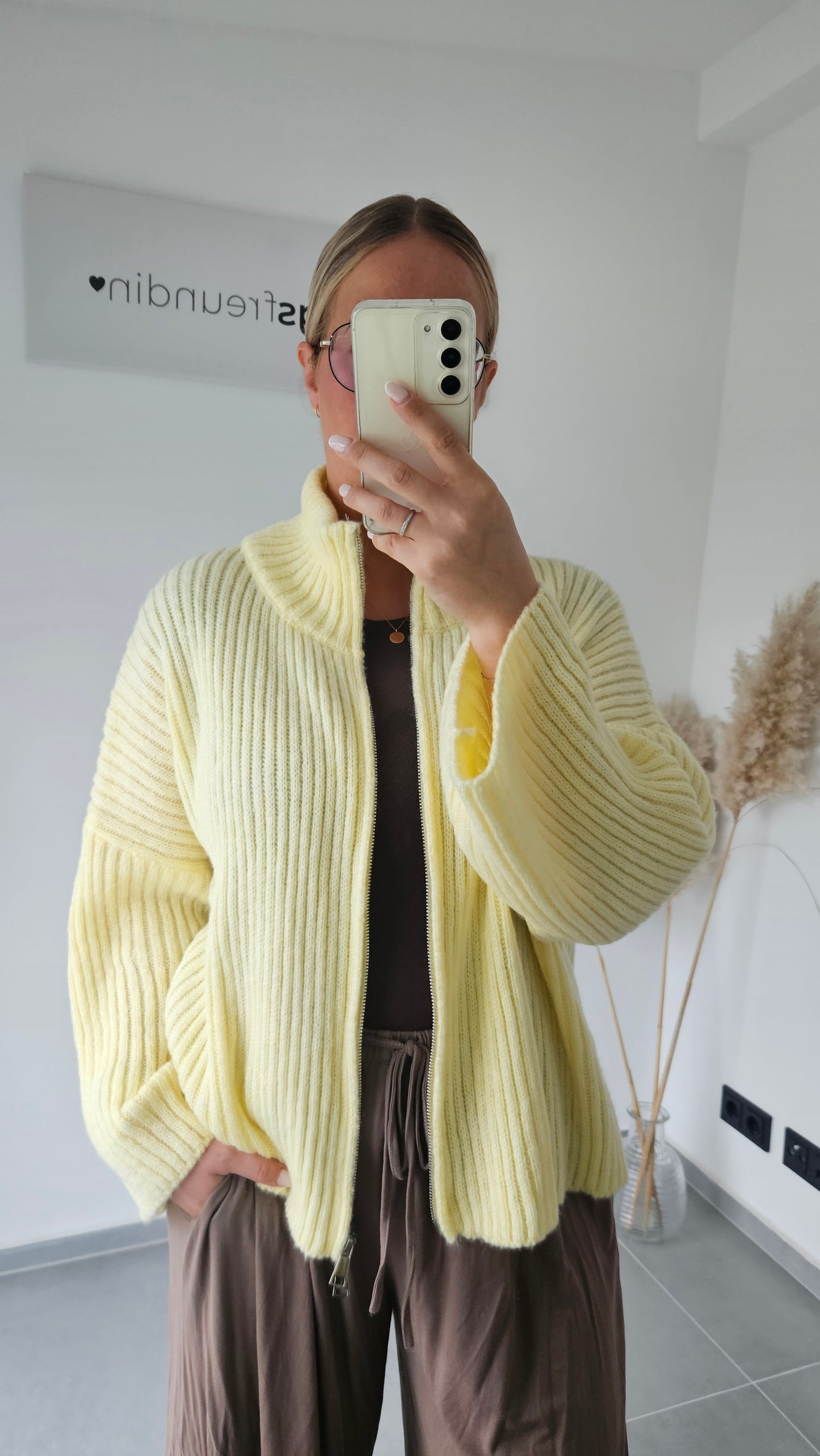 Zip - Strickjacke gelb