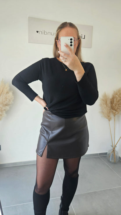 Skort in Lederoptik braun