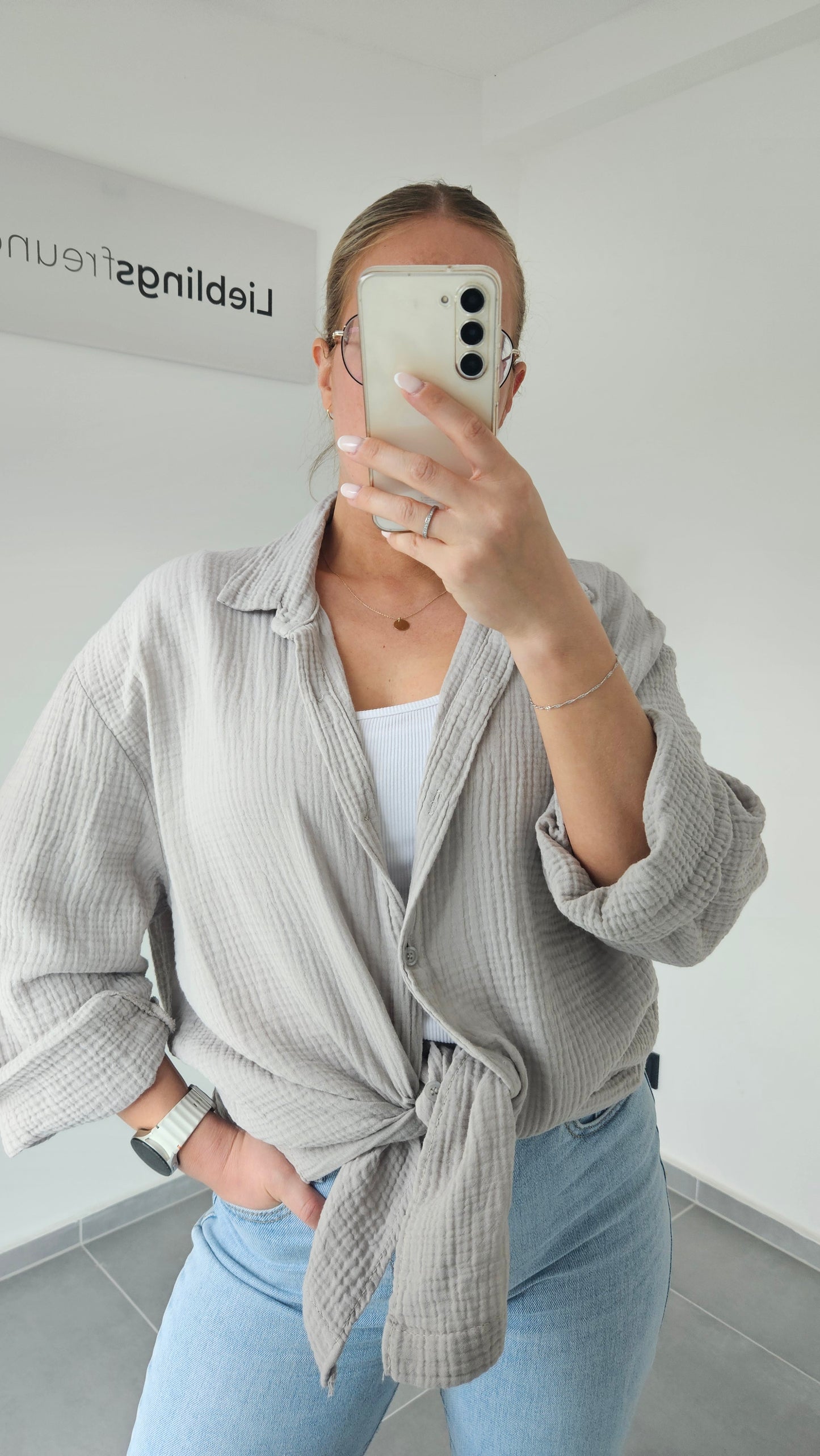 Musselinbluse Mara - taupe