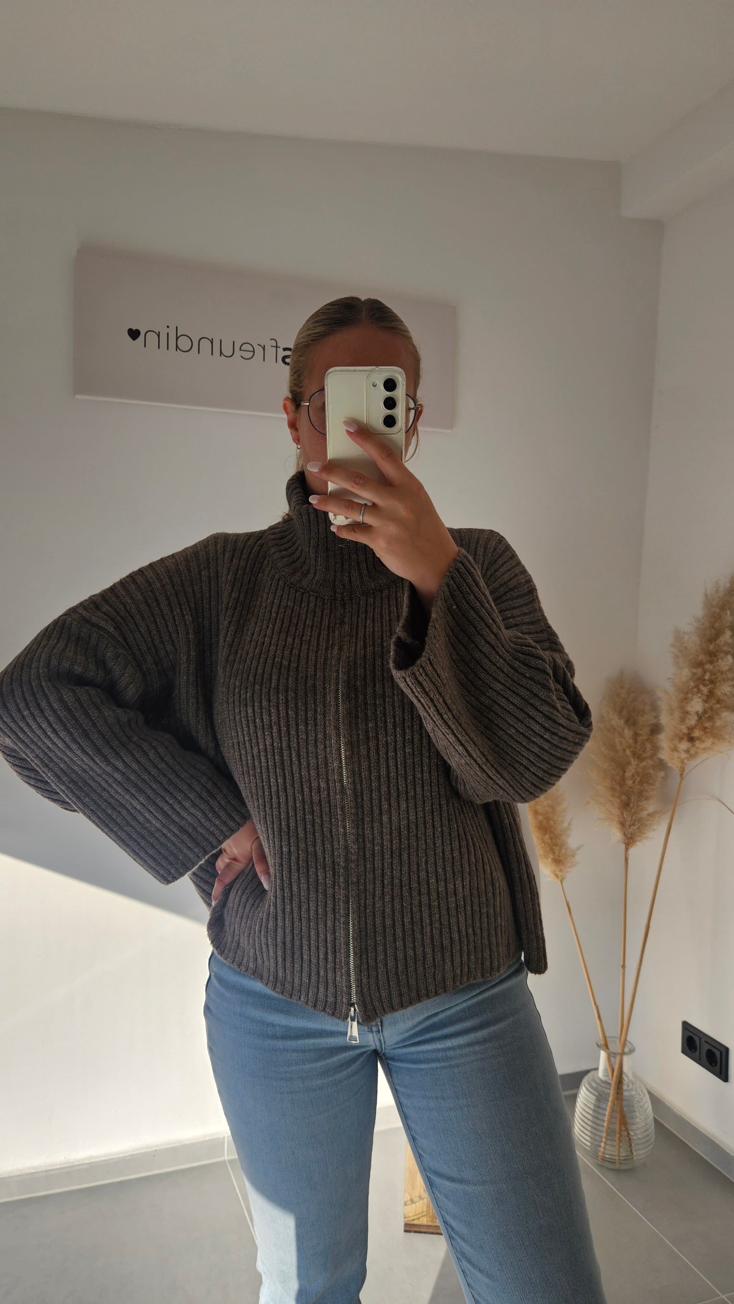 Zip - Strickjacke braun
