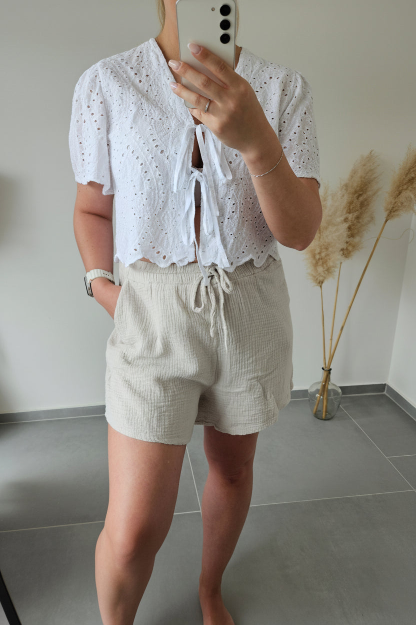 Musselinshorts beige