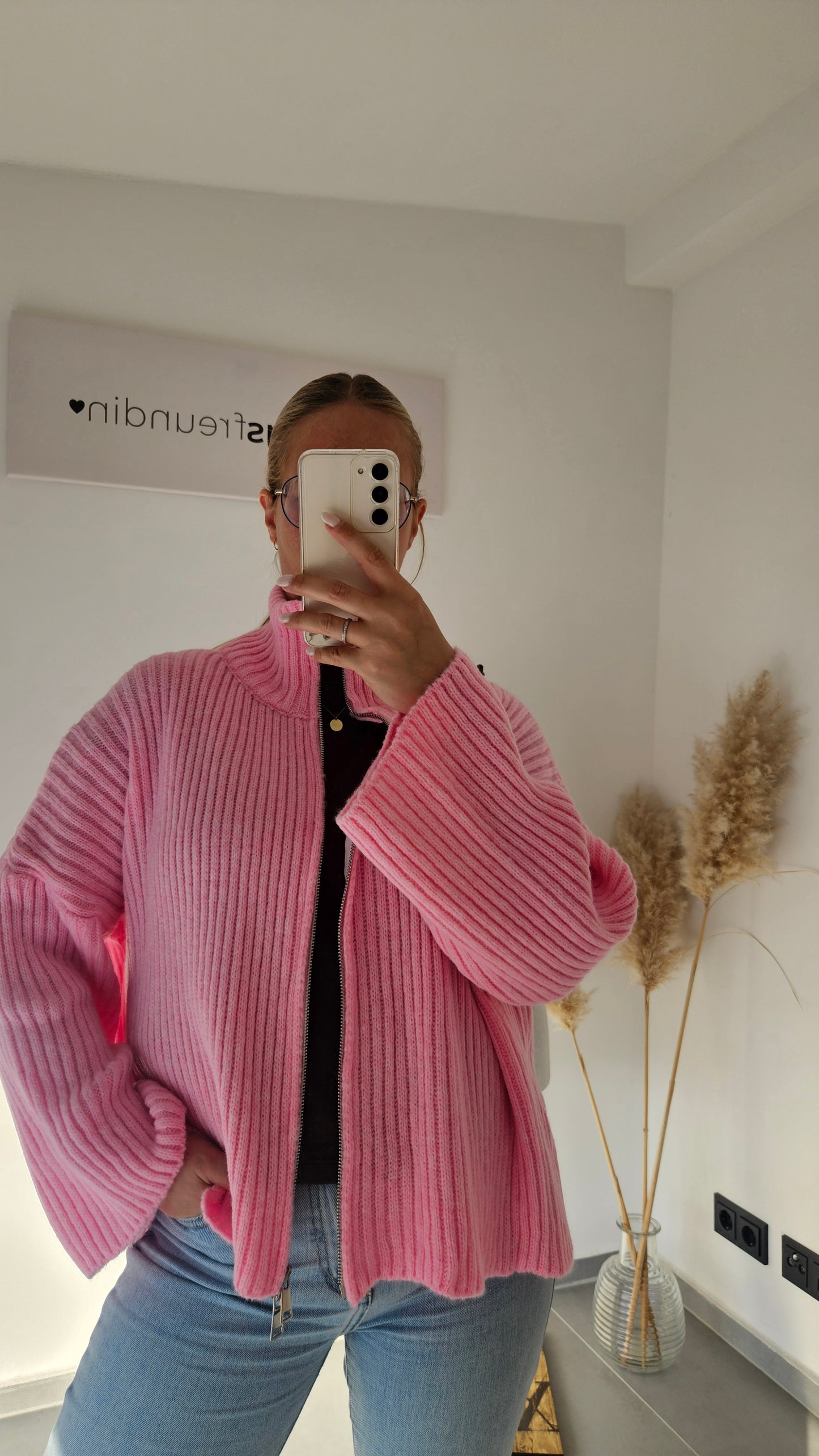 Zip - Strickjacke rosa