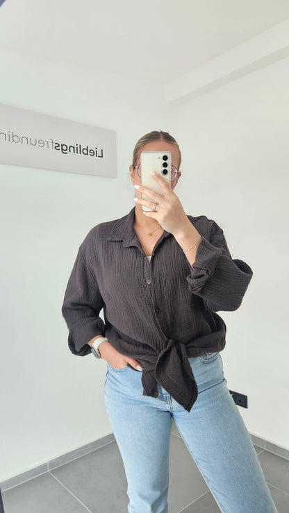 Musselinbluse Mara braun