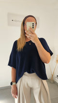 Kurzarm-Pullover Leni dunkelblau