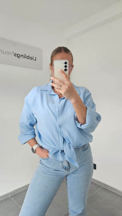 Musselinbluse Mara blau
