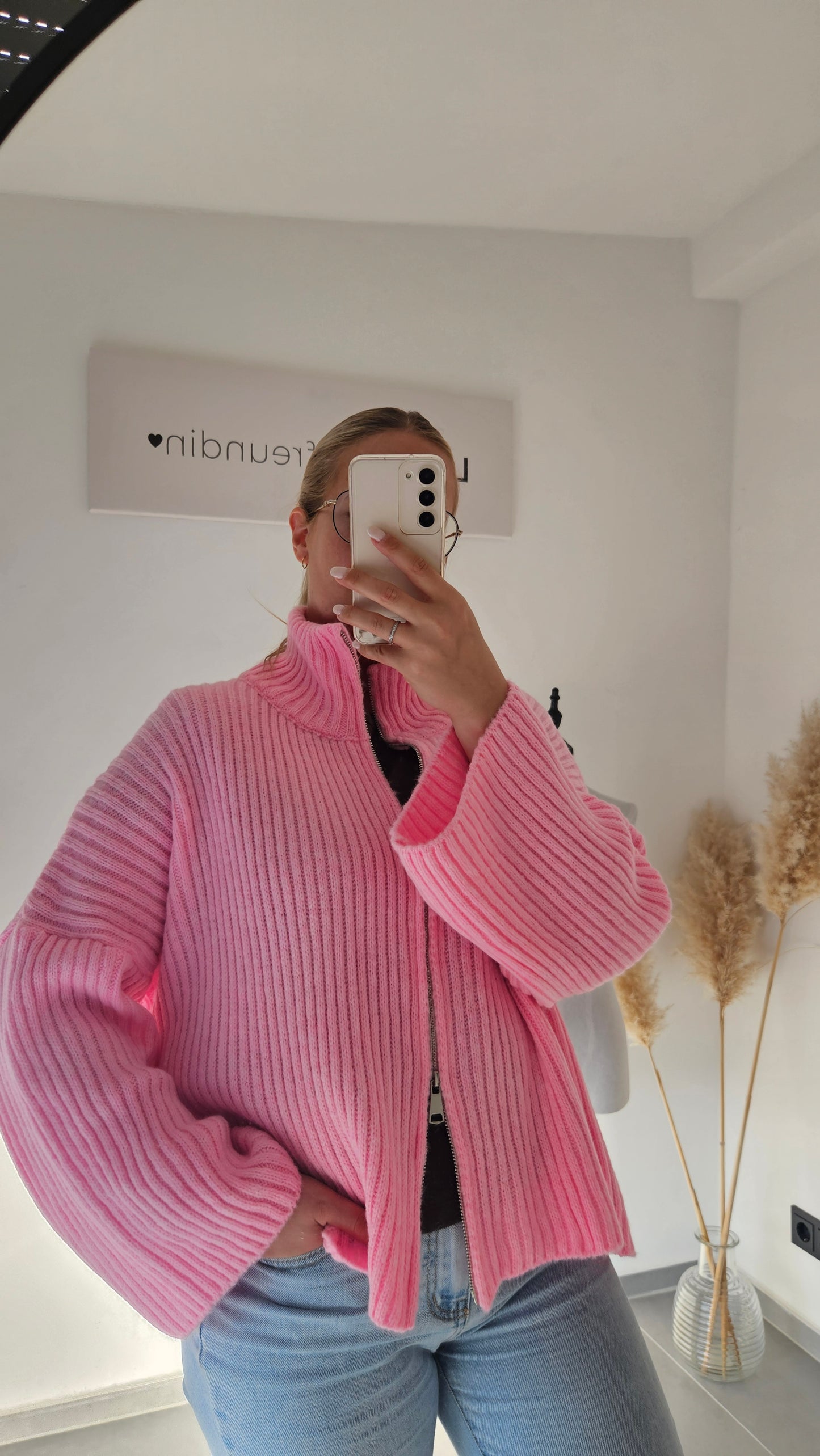 Zip - Strickjacke rosa
